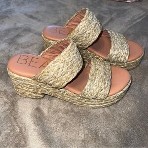 BEA Women's Natural Woven Platform Sandals